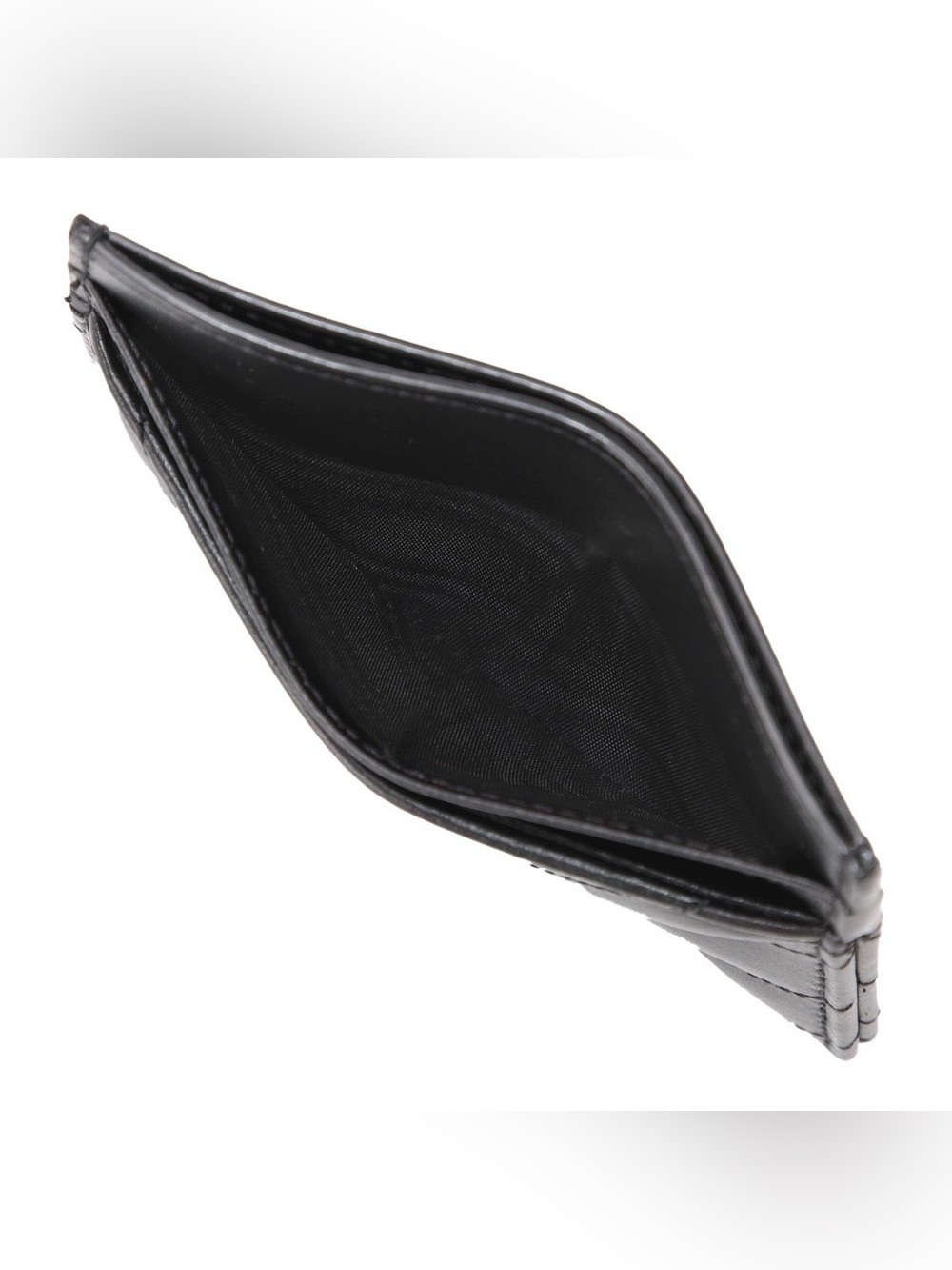 Saint Laurent Joan Black Card Case In Quilted, Chevron Calfskin Leather w/ CoA - Picture 6 of 13